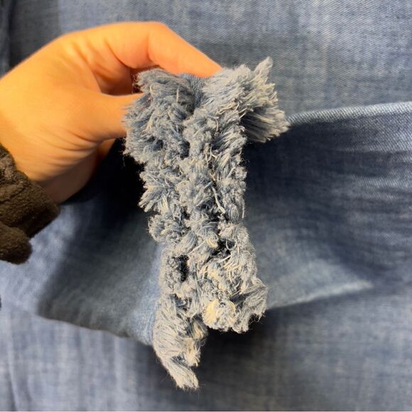 Soft Surroundings Chambray Denim Frayed Edge Longline Jacket xl - Picture 15 of 15